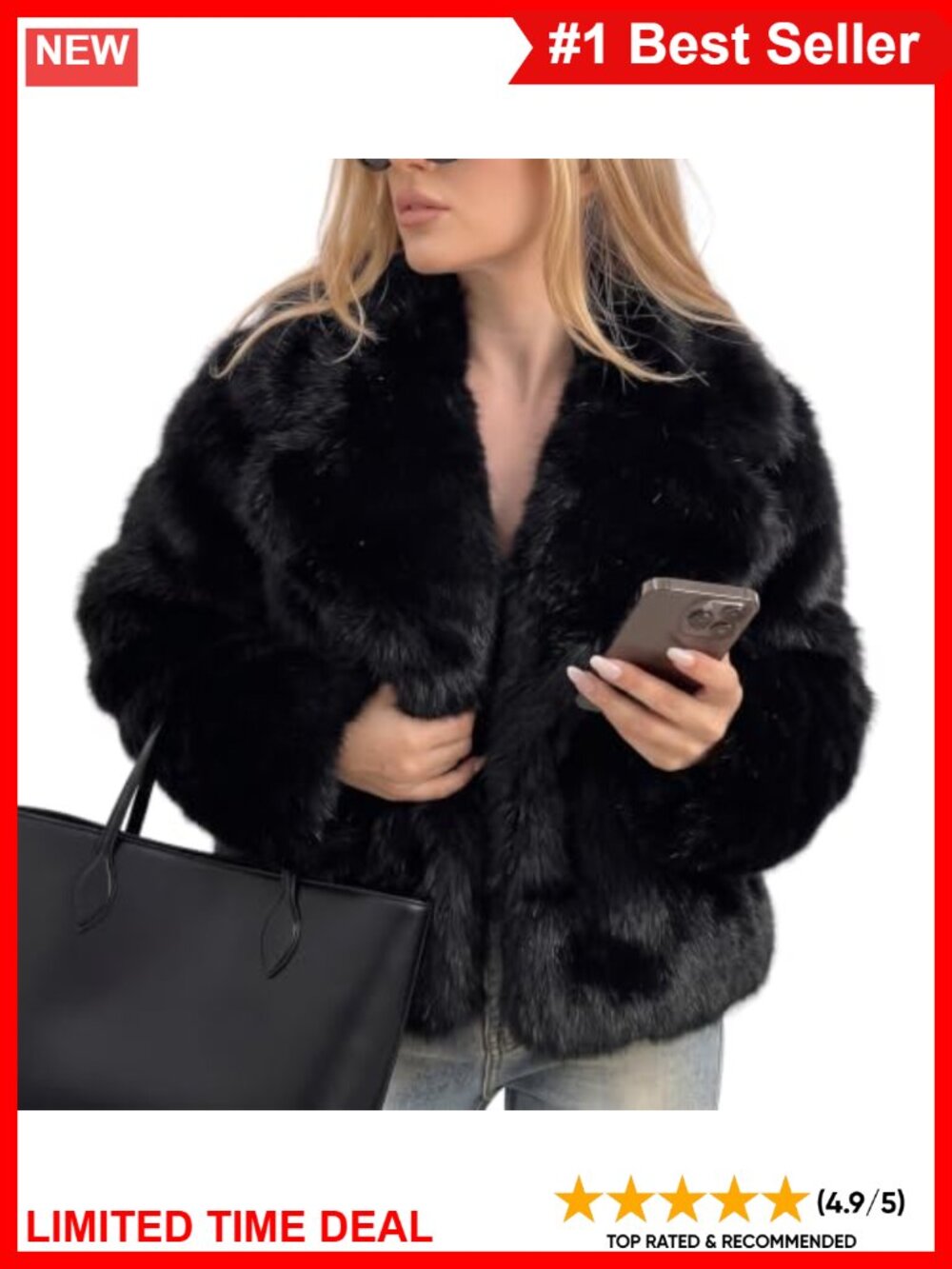 Faux Fur Coat Warm Fluffy Fur Jacket Lapel Shaggy Furry Winter Coat